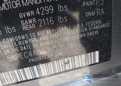 2013 Hyundai Sonata Limited from USA, damaged, VIN 5NPEC4AC4DH538397